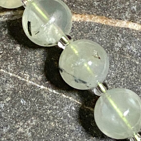 Natural Pale Green Prehnite Classic Beaded Necklace, Genuine Gemstone - Picture 9 of 13